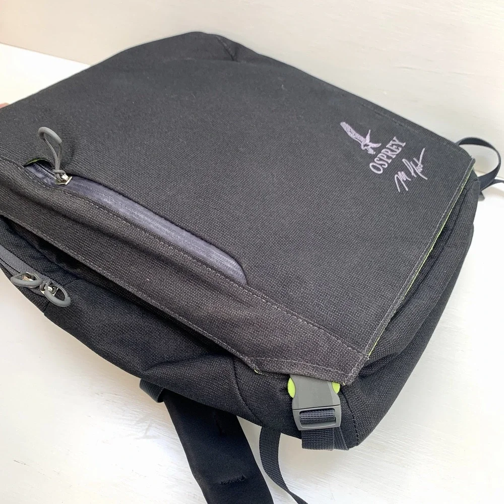 OSPREY Pixel Port Backpack Black w/ Green Lining Laptop Bag, w Osprey Logo